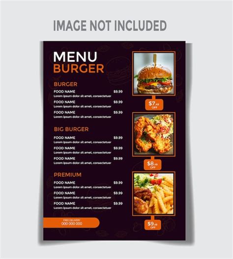 Premium Vector Free Vector Burgers Restaurant Menu Template