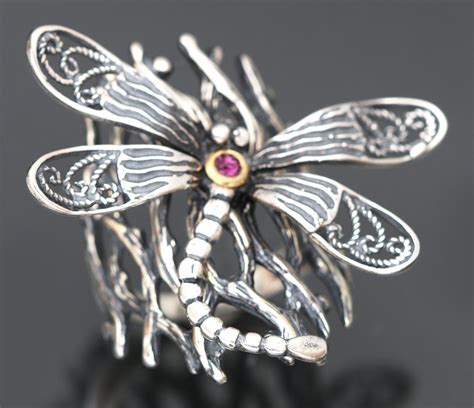 Large Dragonfly Sterling Silver Dragonfly Ring Big Dragonfly Ring