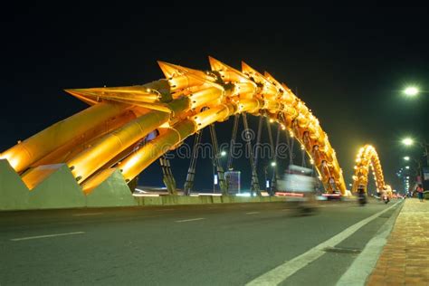 Dragon Bridge at Night, the Famous Bridge in Da Nang City, Vietnam ...