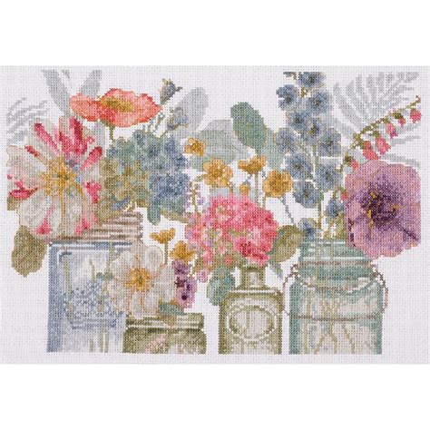 Kit Point De Croix Aquarelle Fleurs En Bocaux Dmc Broderies Cie