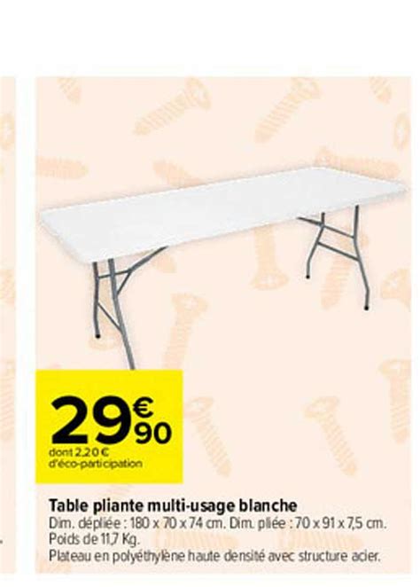 Promo Table Pliante Multi Usage Blanche Chez Carrefour ICatalogue Fr