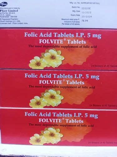 5 Mg Folvite Tablets At Rs 1899 Box Folic Acid Capsule In Lucknow