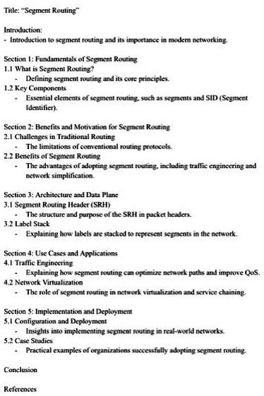 SOLVED: Title: Segment Routing Introduction: Introduction to segment ...