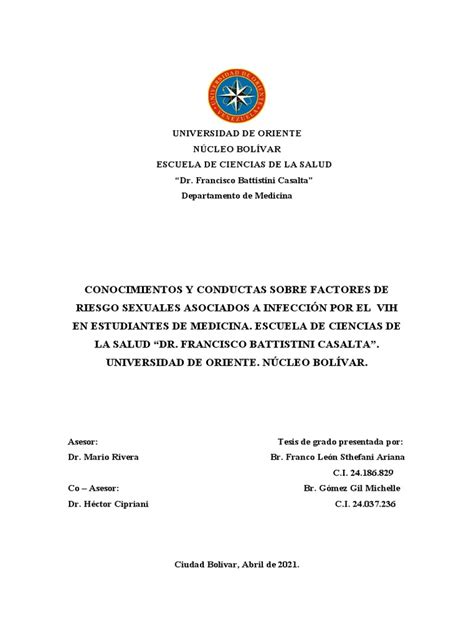 1 Conocimientos Y Conductas Sobre Factores De Riesgo Sexuales Asociados A Infección Por El Vih