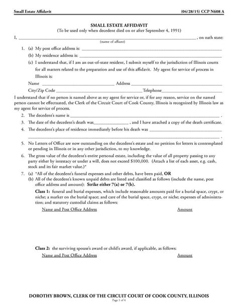 Affidavit Of Heirship Cook County Il Form Printableaffidavitform