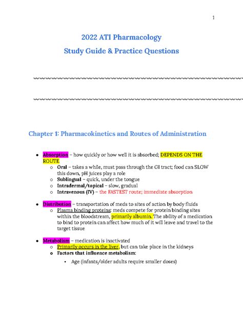 ATI Pharmacology Outline - 2022 ATI Pharmacology Study Guide & Practice