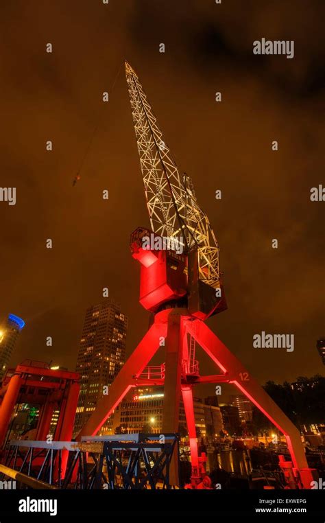 Museum Harbor In Rotterdam At Night Netherlands Stock Photo Alamy