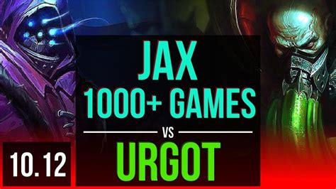 Jax Vs Urgot Top 1 3m Mastery Points 1000 Games Triple Kill Kda