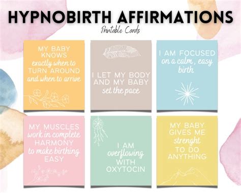 Birth Affirmation Cards Hypnobirth Affirmations Positive Etsy