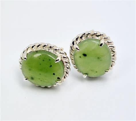 Stg Oval Greenstone Studs Rocks And Diamonds Taupo