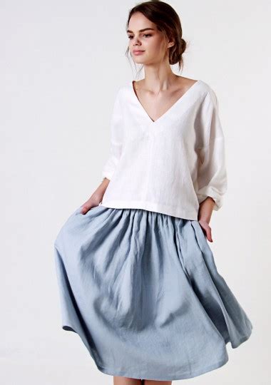 Linen Ruffle Waist Skirt Margo Linenhandmadestudio