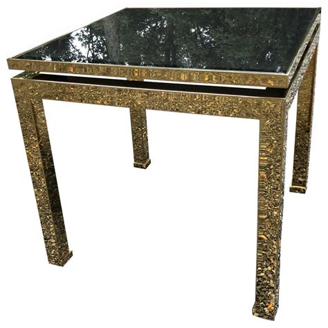 Maison Jansen Brass And Glass Mcm French Occasional Side Table For Sale