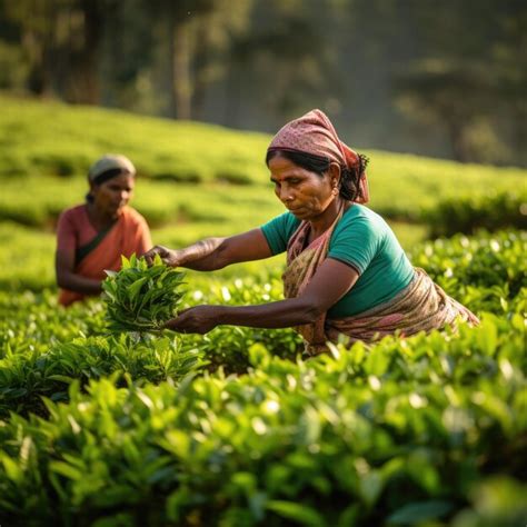 Premium Photo Female Farmers Collecting Tea At Tea Plantation Ai Generated