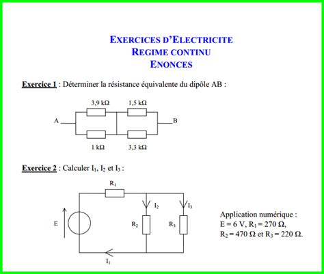 Exercices De Courant Continu
