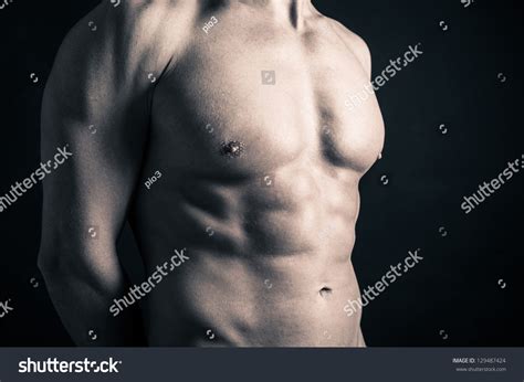 Naked Man Torso Against Black Background Stock Photo Shutterstock