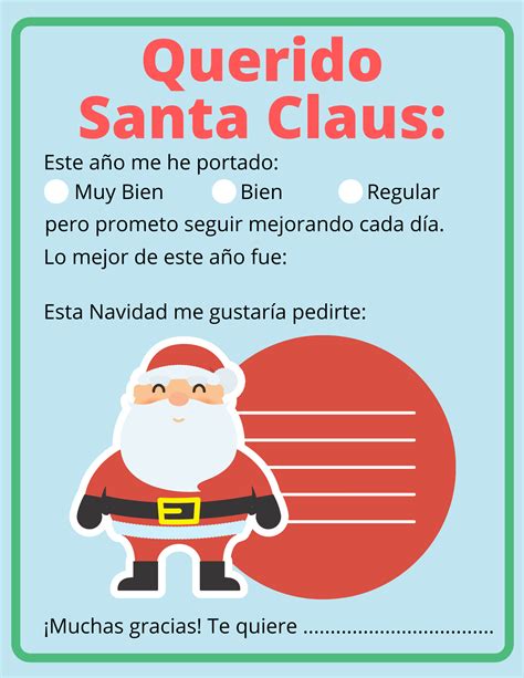 Carta De Santa Claus Para Ninos