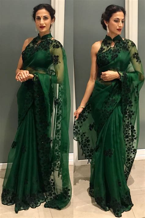 Pin By Shilpa Reddy On Green Organza Sari Shilpa Reddy Party Wear