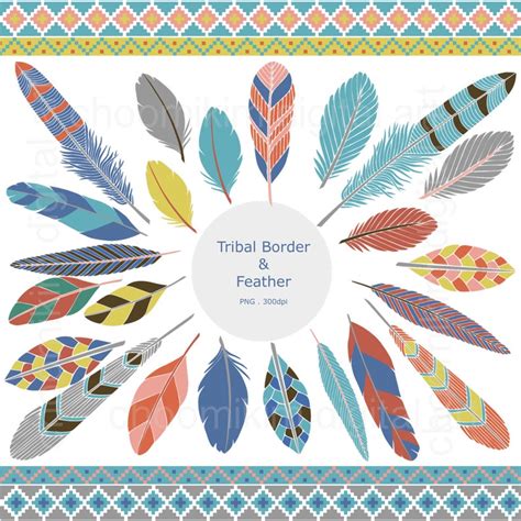 Vintage Color Border & FEATHER Clip Art, Illustration Clipart, Clip Art ...