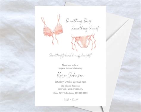 Blush Pink Lingerie Bridal Shower Invitation Printable Pink Watercolor