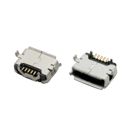 5p Micro Usb 20 Ab Type Female Receptacle Pcb Connector With Flange