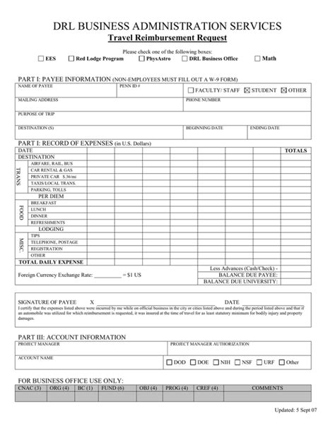 Travel Reimbursement Form