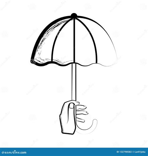 Sketch Of A Hand Holding An Umbrella Stock Vector Illustration Of