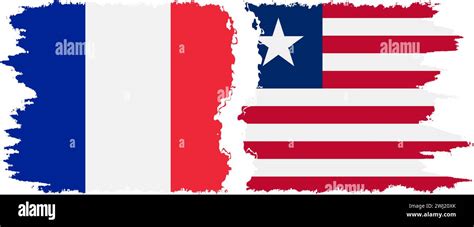 Liberia And France Grunge Flags Connection Vector Stock Vector Image