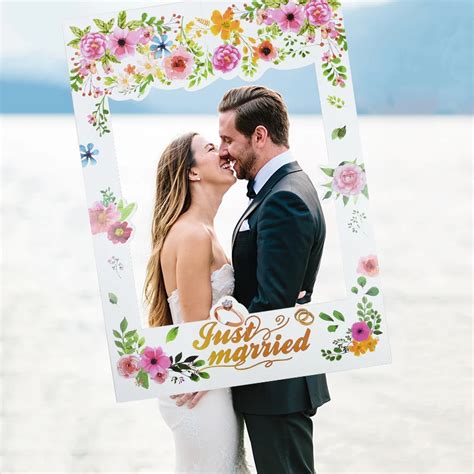 Wedding Photo Booth Frame Decor Just Married Romantic Photo Booth Props Mr Mrs Banner For