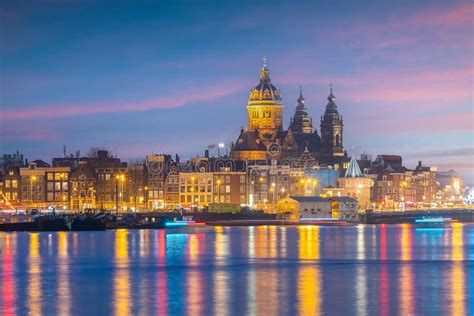 Amsterdam Downtown City Skyline Cityscape Of Netherlands Stock Image