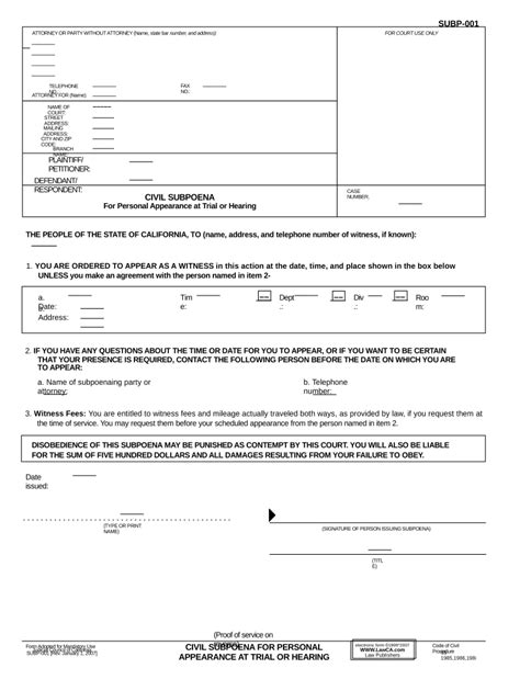 How To Fill Out A Subpoena Form In California Fill Out Sign Online