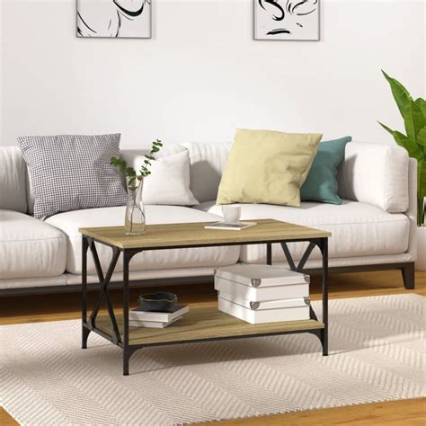 Vidaxl Coffee Table Sonoma Oak X X Cm Engineered Wood And Iron