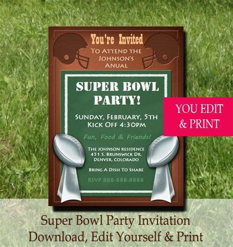 Free Super Bowl Invitation Templates These Super Bowl Party Invitations ...