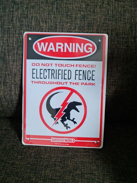 Jurassic Park Electrified Fence Sign, Hobbies & Toys, Toys & Games on ...