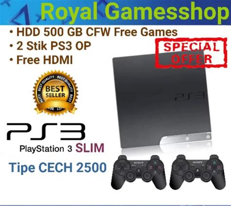 Playstation 3 Slim Ps3 Slim 500GB CFW Seri 25xx 2 Stik Lazada Indonesia