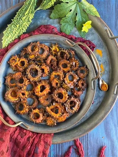 Healthy And Crispy Bitter Gourd Chips Or Karela Chips Made In An Air