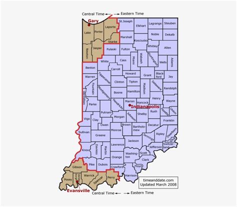 Indiana Time Zone Map With Cities