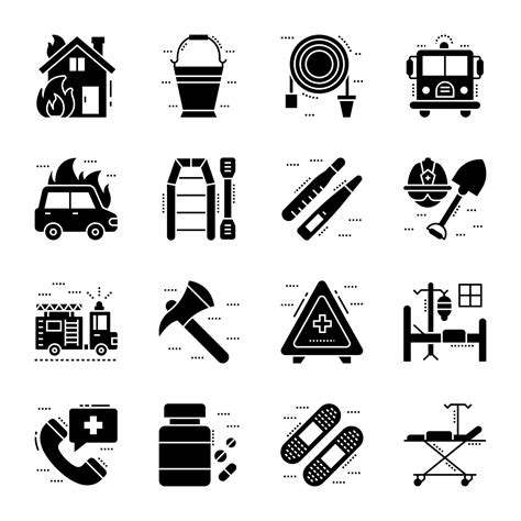 paquete de iconos de glifos de servicios de emergencia 14835689 Vector
