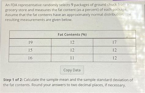 Solved An Fda Representative Randomly Selects Packages Of Chegg