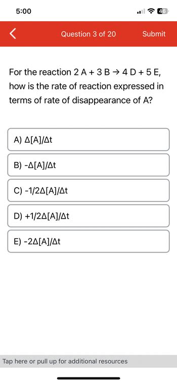 Answered For The Reaction 2 A 3 B→ 4d 5e How… Bartleby