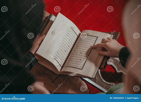 Three Muslim Girls Reading Quran In Mosque Stock Image Image Of