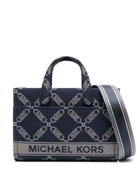 Michael Michael Kors Gigi Empire Logo Jacquard Tote Bag In Blue Modesens