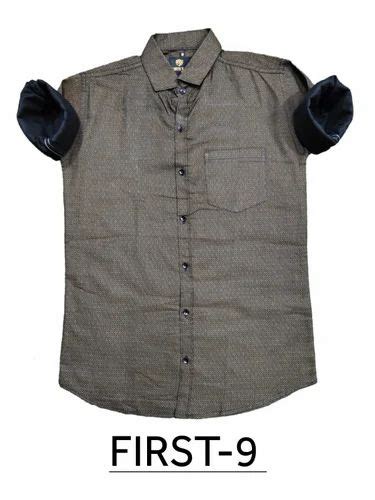 First 9 Mens Self Design Cotton Printed Shirts Casual Full Sleeves At