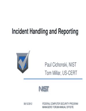 Fillable Online Csrc Nist Incident Handling And Reporting Fax Email