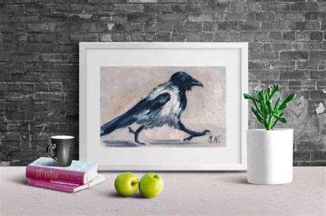 Raven Bird Painting ORIGINAL Crow Art Hand Painted Oil - Etsy