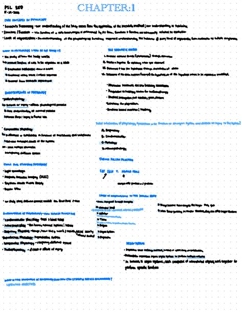 Physiology Chapter Lecture Notes Psl