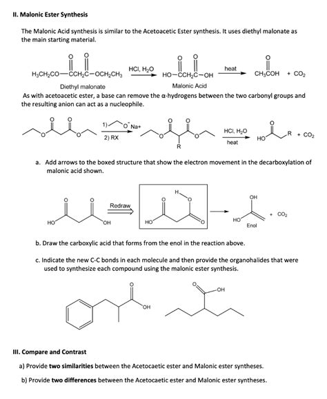 Solved II Malonic Ester Synthesis The Malonic Acid Chegg