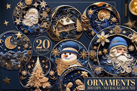 20 Digital 3D Paper Christmas Ornaments - DIY Xmas Decor