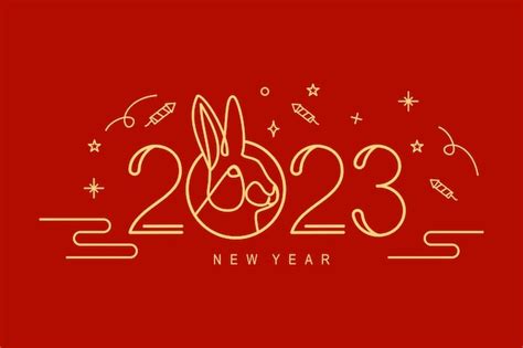 中国の旧正月イラスト 2023 ウサギの新年 プレミアムベクター