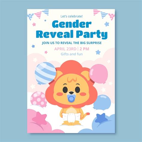 Free Vector Flat Invitation Template For Gender Reveal Party