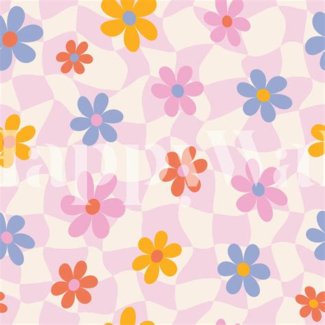 Happy Flower Power Wallpaper | Vibrant and Colorful Wall Decor | Happywall